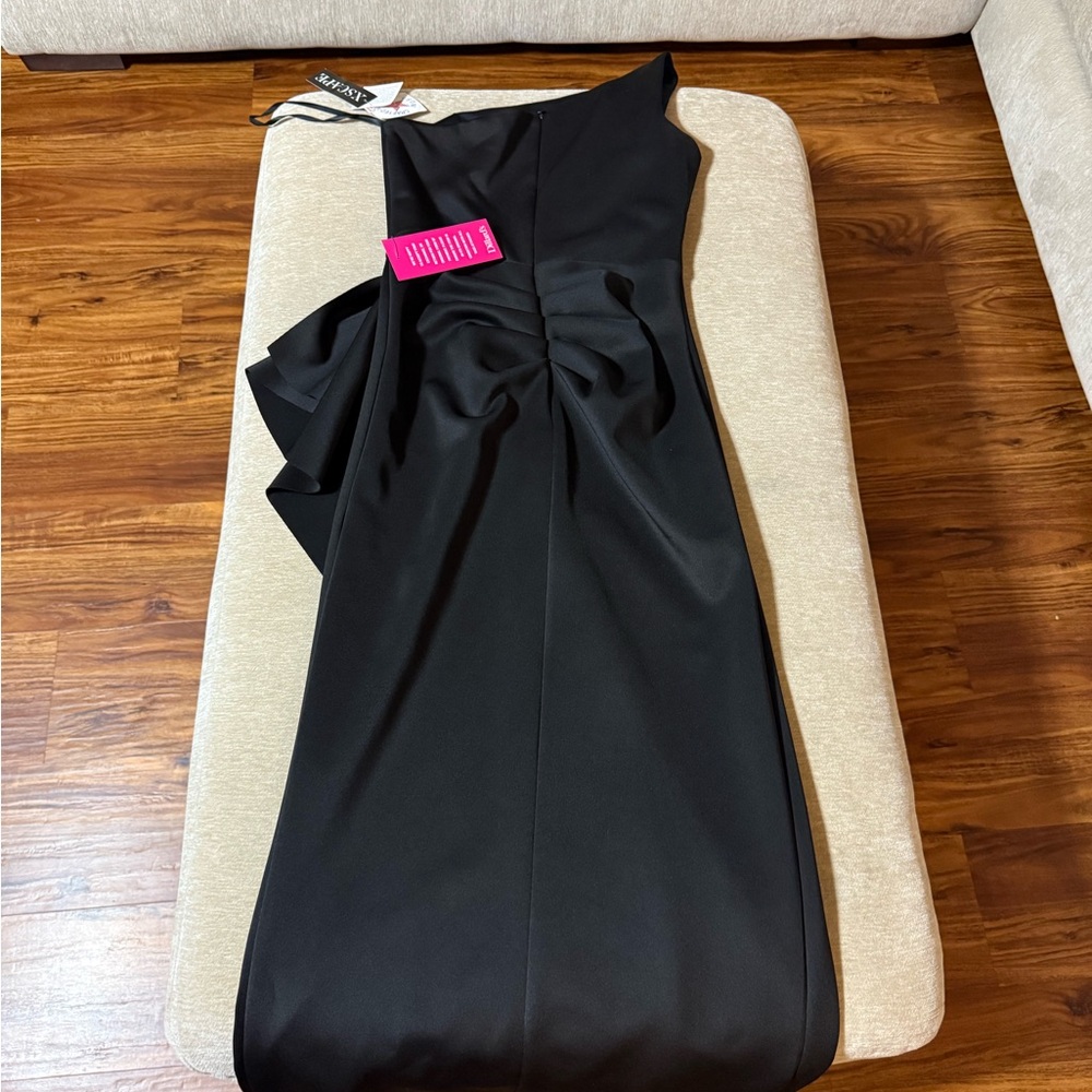 Eliza J Black One Shoulder Cocktail Gown